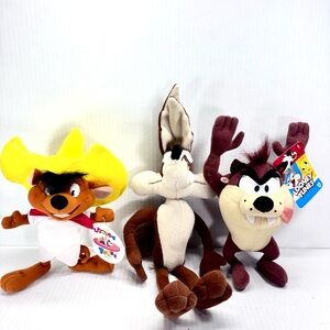 Looney Tunes Warner Bros. Speedy Gonzales 8”, Wile E Coyote & Taz Lot Of 3 Plush